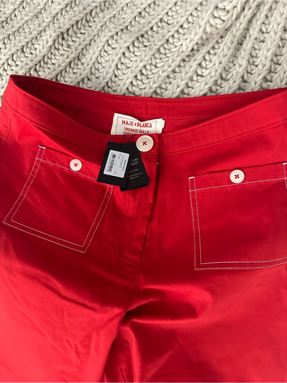 NWT Maje x Blanca Miró Red Cotton Capri Trousers - Picture 7 of 8